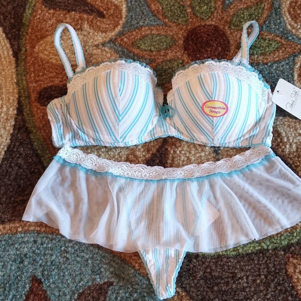 Rene Rofe Convertible White & Blue Bra - Picture 13 of 13
